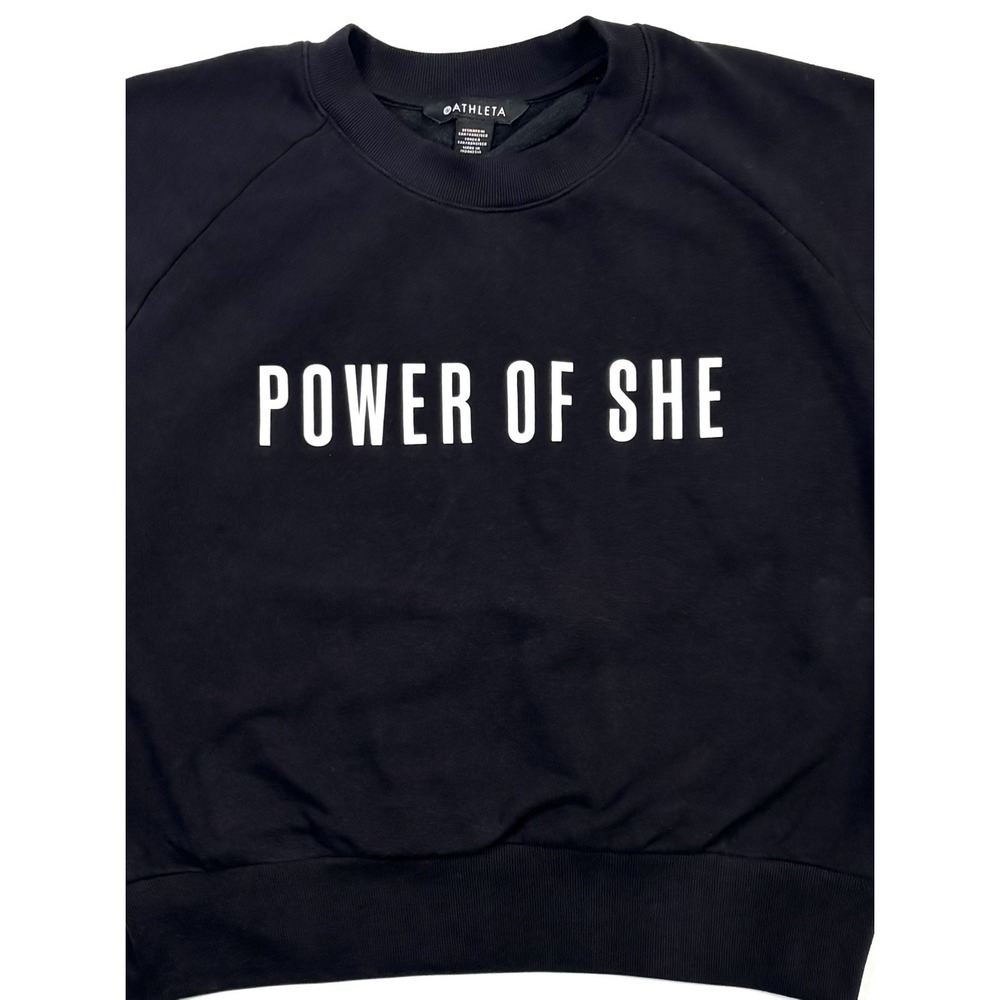 Athleta Sweatshirt Women's Small Power of She Black Crewneck Pullover - Picture 10 of 10